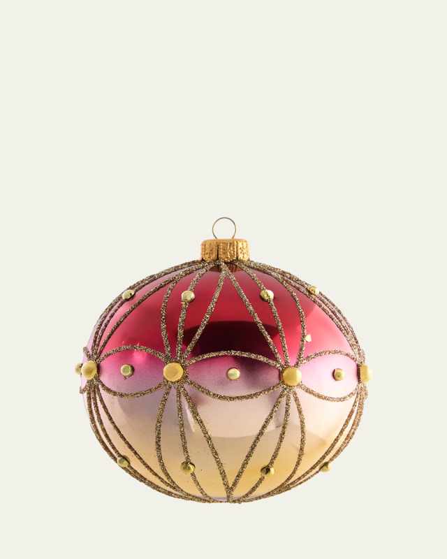 Glittery Red & Gold Ombre Ball Ornament